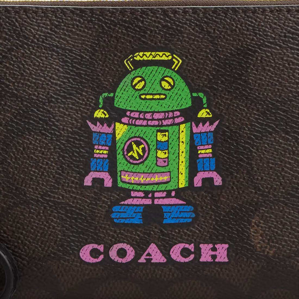 COACH Corner Zip Wristlet In Signature Canvas With Robot Print RB-CW868