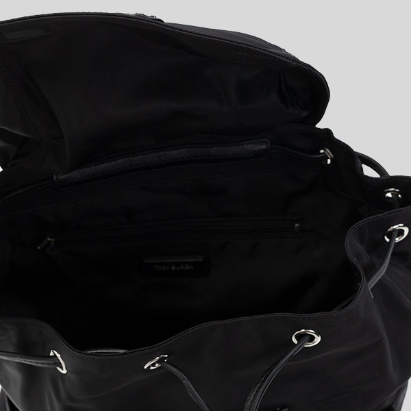 Tory Burch Nylon Flap Backpack Black RS-85061