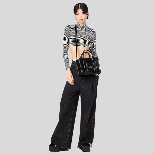 Marc Jacobs The Shiny Crinkle Mini Tote Black RS-H065L01PF22