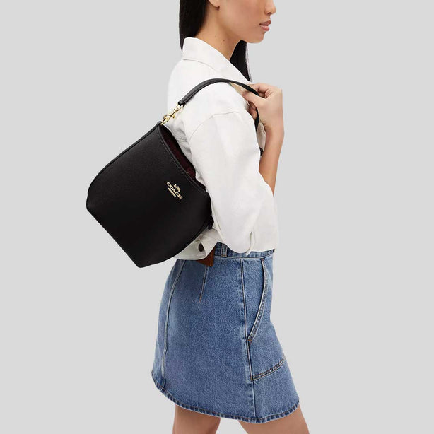 COACH City Bucket Bag In Pebble Leather Black RS-CT801