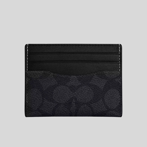 COACH Slim Id Card Case In Signature Canvas Charcoal/Black RS-CW366