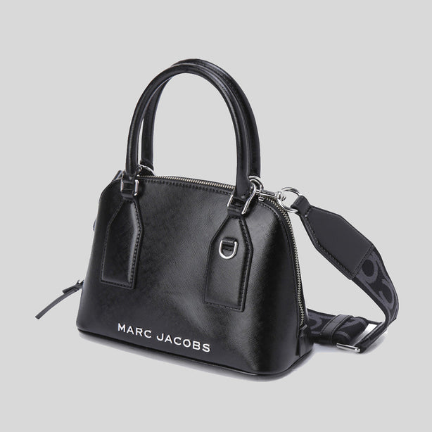 MARC JACOBS Small Leather Dome Satchel Crossbody Bag Black RS-4S4HSC003H02