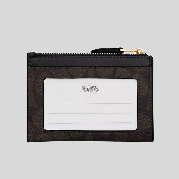 COACH Mini Skinny ID Case In Signature Canvas Walnut/Black RB-CW870