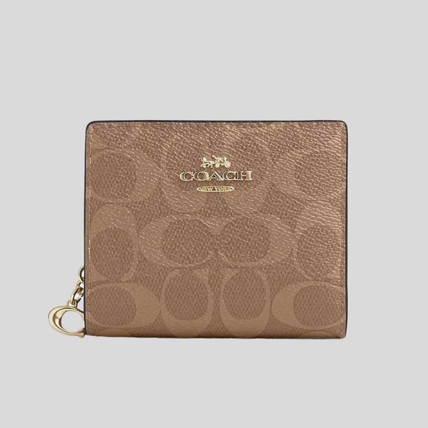 COACH Snap Wallet In Signature Canvas Tan/Brown RB-CW789