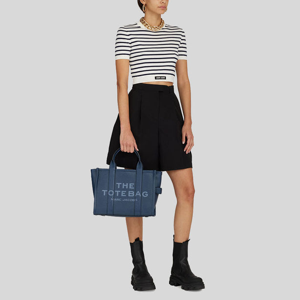 MARC JACOBS The Leather Medium Tote Bag Blue Sea RS-H004L01PF21