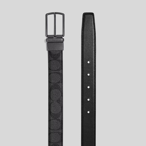 COACH Harness Buckle Cut To Size Reversible Belt, 30 Mm Charcoal/Black RS-CQ016