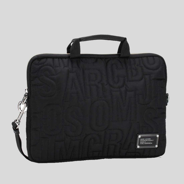 MARC JACOBS Nylon Logo Quilted 13 in Laptop Bag Black RS-4S4SCP001S02