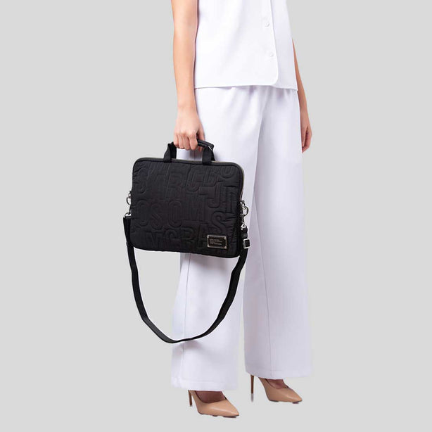 MARC JACOBS Nylon Logo Quilted 13 in Laptop Bag Black RS-4S4SCP001S02