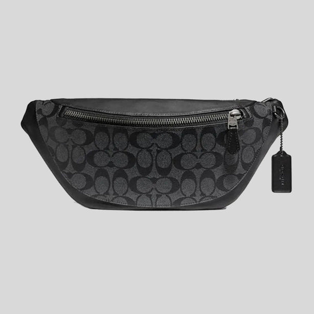 Coach Warren Belt Bag In Signature Canvas Charcoal Black RS-F78777
