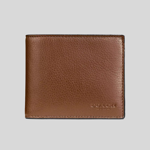COACH Men's 3 In 1 Wallet In Smooth Calf Leather Dark Saddle RS-CR911