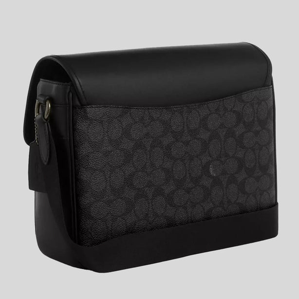 COACH Racer Messenger In Signature Canvas Charcoal/Black RS-CT716