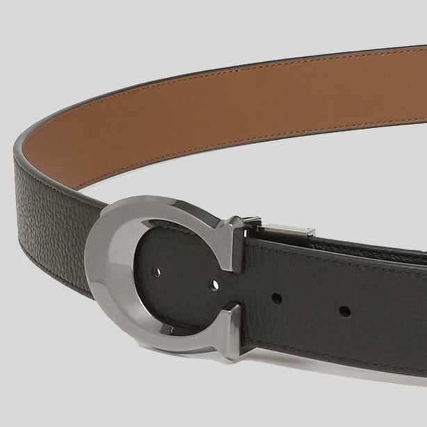 COACH Signature Buckle Cut To Size Reversible Belt, 38 Mm Black/Dark Saddle RS-CQ013