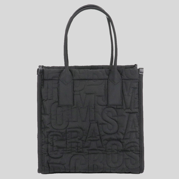 MARC JACOBS Large Quilted Logo Nylon Tote Black RS