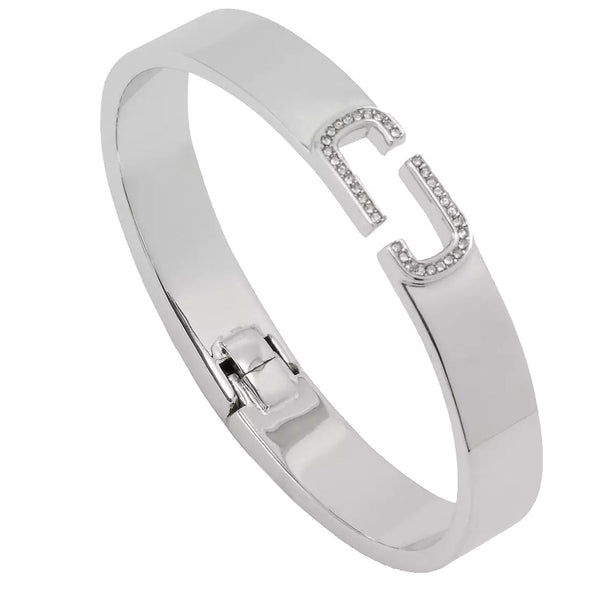 Marc Jacobs The J Marc Crystal Bangle Bracelet in Crystal/ Silver J103MT2RE22