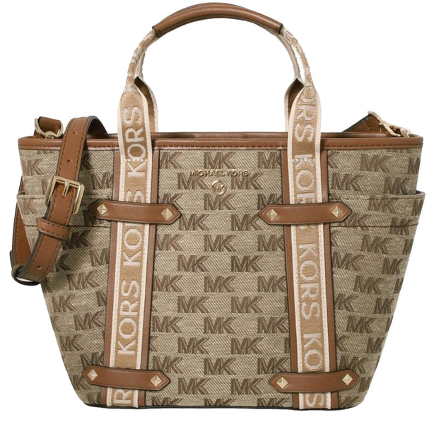 Michael Kors Maeve Logo Small Convertible Tote Bag in Beige/ Ebony 30S3S5VT1J