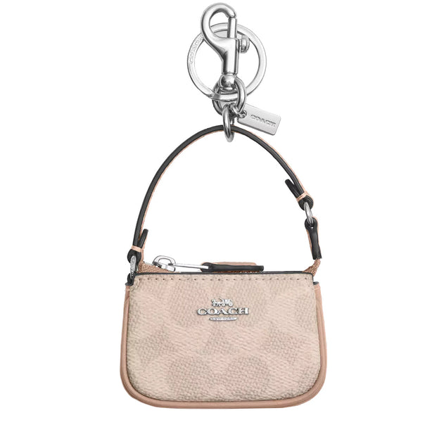 Coach Mini Nolita Bag Charm In Signature Canvas in Sand/ Taupe CX067
