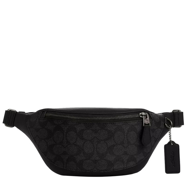 Coach Warren Mini Belt Bag In Signature Canvas in Charcoal/ Black CW369