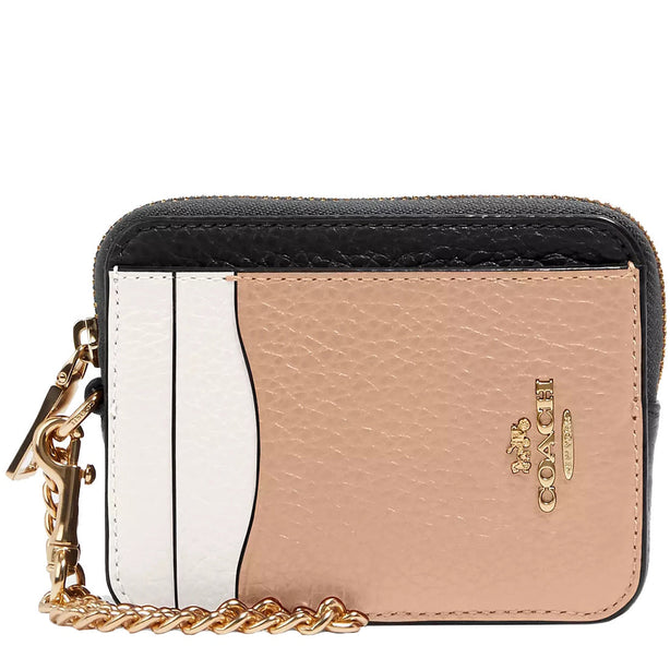 Coach Zip Card Case In Colorblock in Chalk Multi C1886