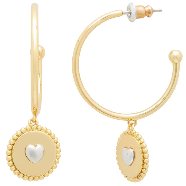 Kate Spade Heartful Hoops Earrings in Gold/ Silver kg151
