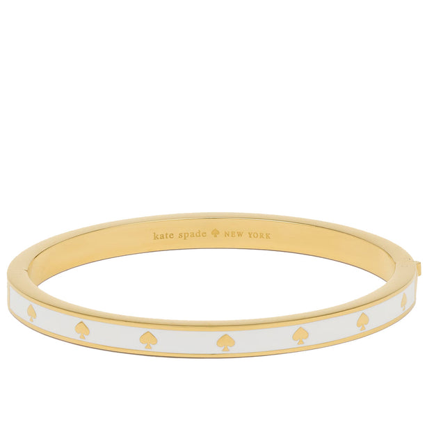 Kate Spade Spot the Spade Enamel Hinged Bangle Bracelet in White KJ727