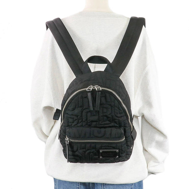 Marc Jacobs Nylon Jumbled Logo Workwear Small Backpack Bag in Black 4S4HBP002H02