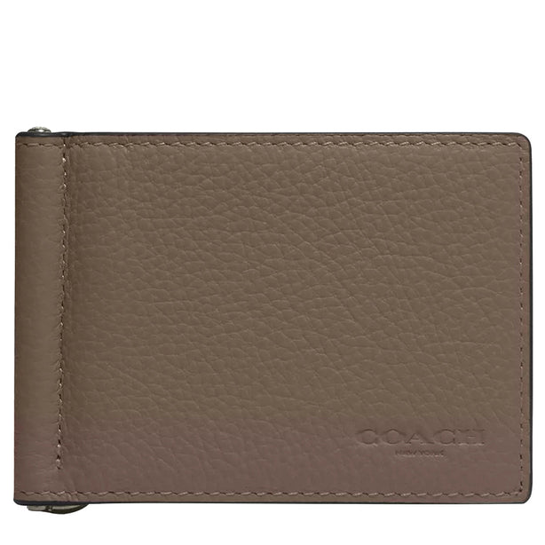 Coach Slim Money Clip Billfold Wallet In Dark Stone CH090