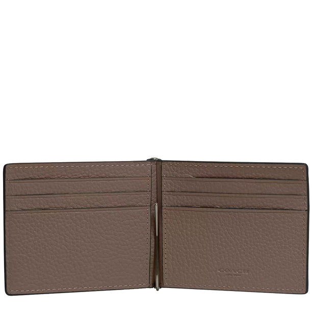 Coach Slim Money Clip Billfold Wallet In Dark Stone CH090