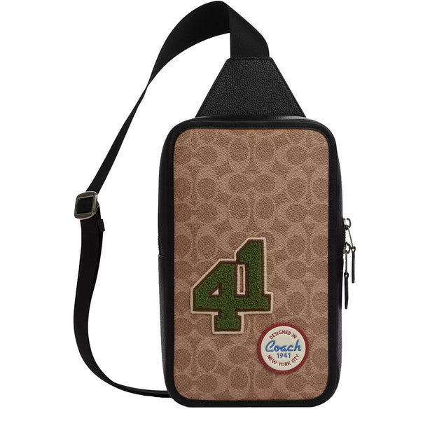 Coach Sullivan Pack Bag In Signature Canvas With Patches in Tan Multi CY819