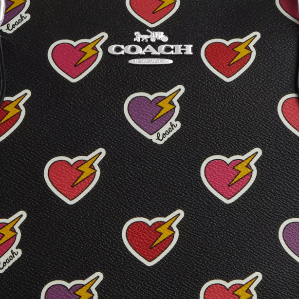 Coach Gallery Tote Bag With Heart Bolt Print in Black Multi CW434