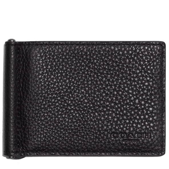 Coach Slim Money Clip Billfold Wallet In Black CH090