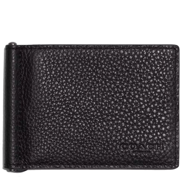 Coach Slim Money Clip Billfold Wallet In Black CH090