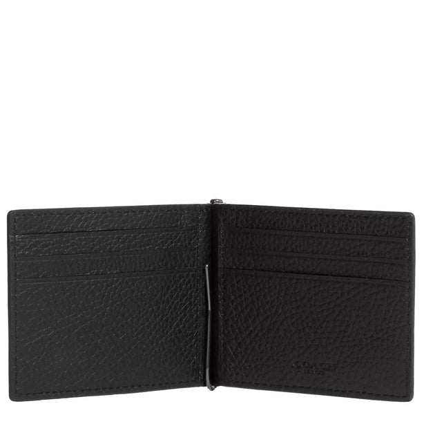 Coach Slim Money Clip Billfold Wallet In Black CH090