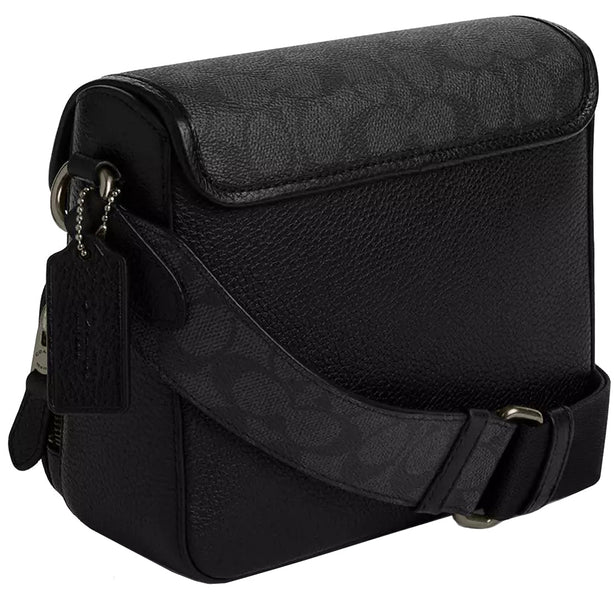 Coach Sullivan Flap Crossbody Bag In Signature Canvas in Charcoal/ Black CZ396