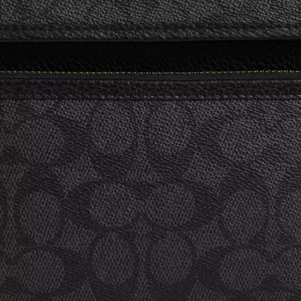 Coach Sullivan Flap Crossbody Bag In Signature Canvas in Charcoal/ Black CZ396