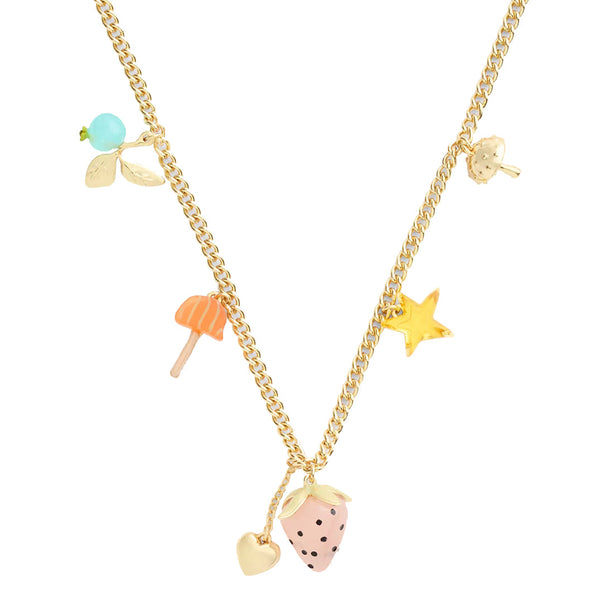 Coach X Observed By Us Strawberry Heart Charm Necklace in Gold/ Multi CV263