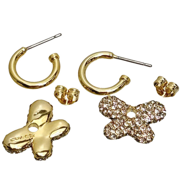 Coach Pavé Butterfly Huggie Earrings in Gold/ Silver CT089
