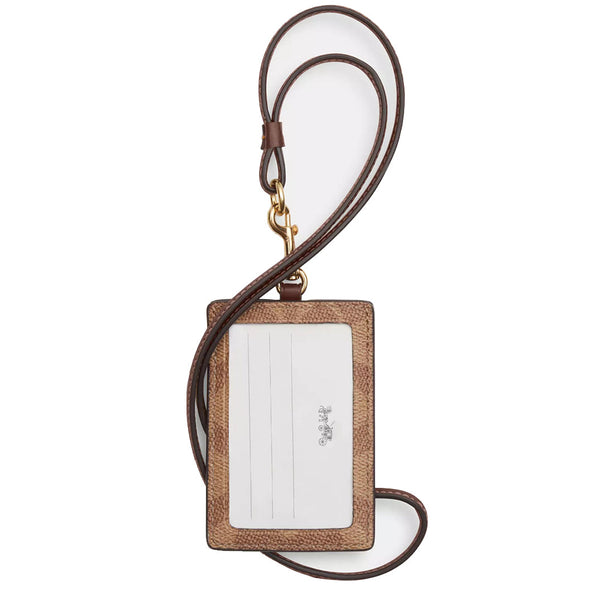 Coach Id Lanyard In Signature Canvas in Tan/ Brown CZ285