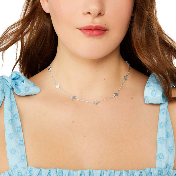 Kate Spade Spot The Spade Metal Scatter Necklace in Silver KH268