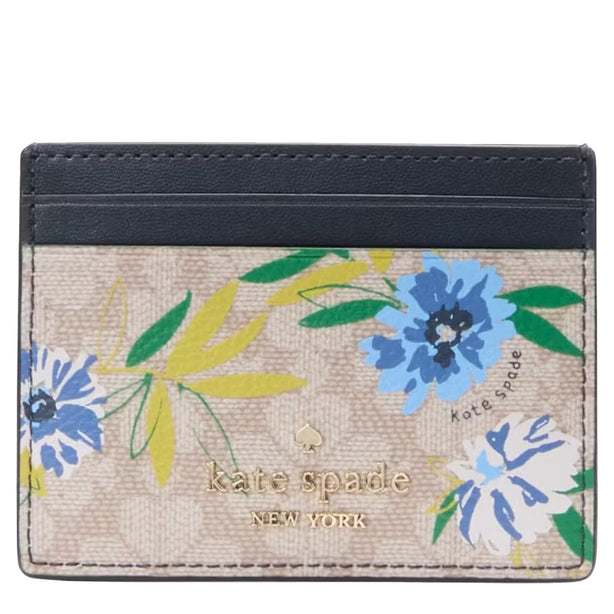 Kate Spade Spade Flower Floral Small Slim Card Holder in Blazer Blue Multi KK914