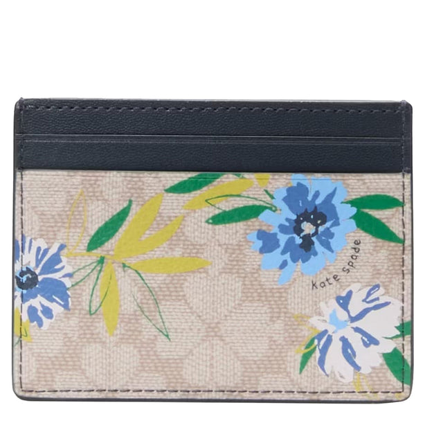Kate Spade Spade Flower Floral Small Slim Card Holder in Blazer Blue Multi KK914