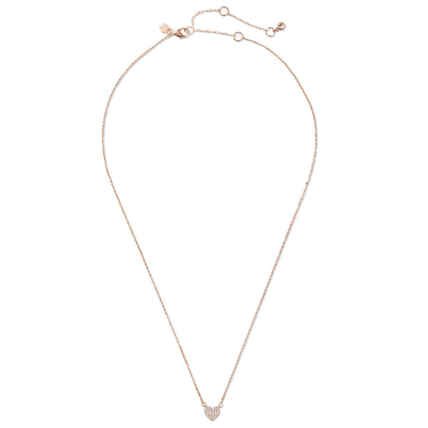 Kate Spade Yours Truly Pave Heart Mini Pendant Necklace in Clear/ Rose Gold o0r00150
