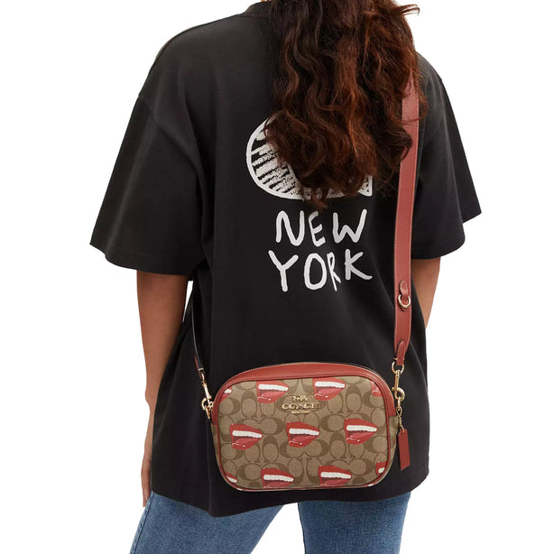 Coach X Tom Wesselmann Jamie Camera Bag In Signature Canvas in Khaki/ Terracotta Multi CQ034