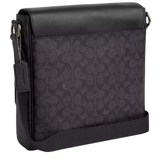 Coach Houston Map Bag In Signature Canvas in Charcoal/ Black CZ399