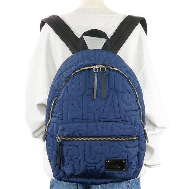 Marc Jacobs Nylon Jumbled Logo Workwear Backpack Bag in Azure Blue 4S4HBP001H02