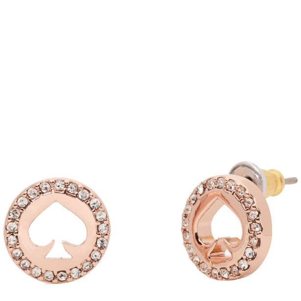 Kate Spade Spot The Spade Pave Halo Spade Studs Earrings in Clear/ Rose Gold o0ru2605