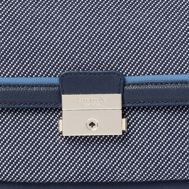 Kate Spade Voyage Chambray Twill Medium Shoulder Bag in Blue Multicolor k9035