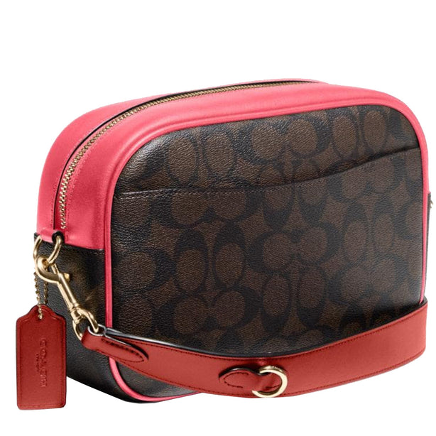 Coach Jamie Camera Bag In Signature Canvas in Brown/ Watermelon CA547
