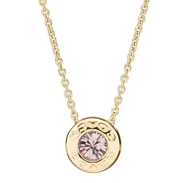 Coach Open Circle Stone Necklace in Gold F54514