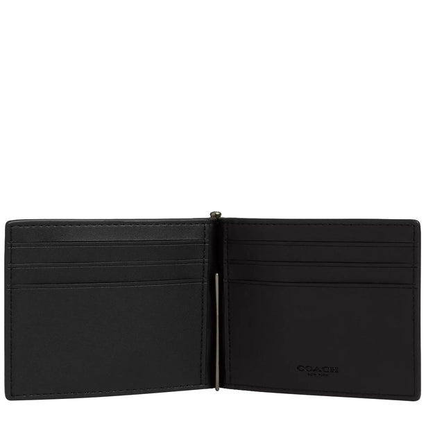 Coach Slim Money Clip Billfold Wallet In Signature Canvas in Tan/ Black CY059