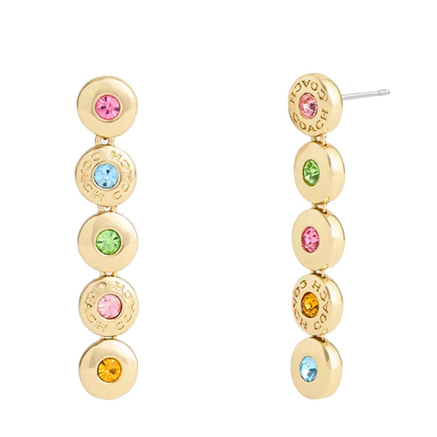 Coach Open Circle Linear Earrings in Gold/ Multi CY104